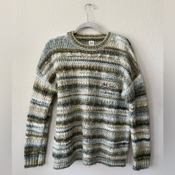 BDG Urban Outfitters Striped Textured Wool Blend Slouchy Sweater Women's Size S - Picture 2 of 12